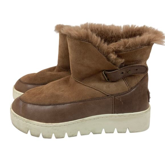 Australia Luxe Collective Cameron Brown Sheepskin Leather Shearling Boots Sz 9 - Picture 2 of 12